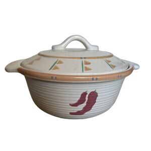 Taos Treasure Craft Covered Casserole Dish and Lid 10.5x7 Round